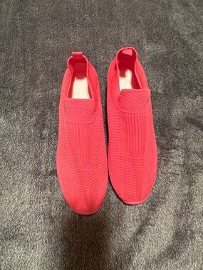 Bright Red Knit Slip-On Sneakers